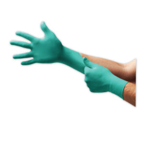Aqua colored protective gloves